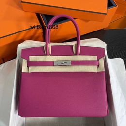 Totes Designer Handbag l Handmade Leather Bag Togo Leather 25/30/35 Rose Purple Buckle