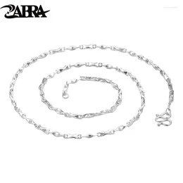 Chains ZABRA S999 Sterling Silver Necklace Men's And Women's Fashion Brand Plain Chain Light Luxury Yuanbao Bone