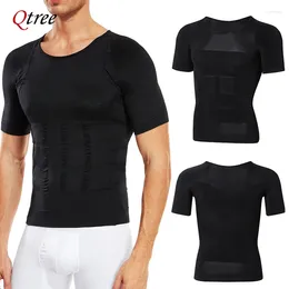 Men's Body Shapers Qtree Men Shaper Waist Trainer Tummy Control Compression Shirts Weight Loss Slimming Underwear Seamless Abdomen Fitness