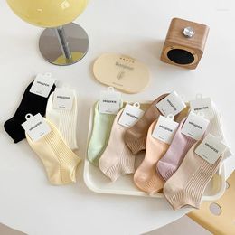 Women Socks 5Pairs Solid Color Pure Cotton Women's Spring And Summer Thin Candy Shallow Mouth Non-slip Boat