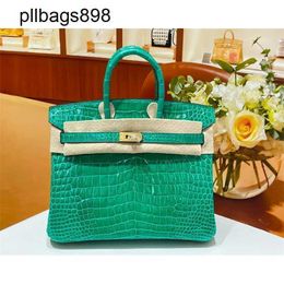 Designer Handmade 7a Handbag Bikns Genuine Leather Green High gloss Crocodile Skin 25CM Womens Handheld with Bright Face WomensAWYT