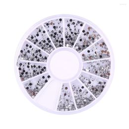 Nail Art Decorations Wholesale-1800pcs Silver 1.5mm Rhinestones Decoration Diamante Glitter Wheel Beauty Manicure Stickers Ongles Tool