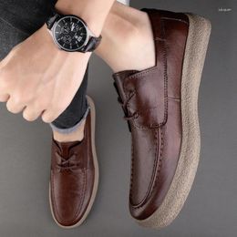 Casual Shoes 2024 Lace Up Leather Men Loafers Soft Comfortable Mens Business Flat Footwear Warm Brand Oxford