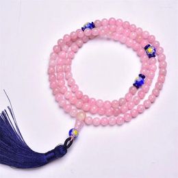 Link Bracelets 6MM Natural Rose Quartz Buddha Beads Bracelet Women Fashion Healing Crystal Round Lovers Strand Jewelry Gift 1PCS