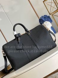 12A Mirror Quality Designer Keepall 45cm Bag Womens Genuine Leather Travel Purse Luxurys Embossed Handle Handbags Black Crossbody Shoulder Strap Zipper Bag