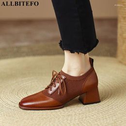 Dress Shoes Size 34-42 Pure Colour Fashion Commuter Kitten Heels Soft Genuine Leather Office Work Loafers Women High