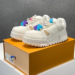 2024 New Designer Casual Shoes Men Trainer Maxi Sneaker Multicolor Inkjet Thick Sole Elevated Training Shoe Denim Pattern Rubber Canvas Leather 35-45 Y18