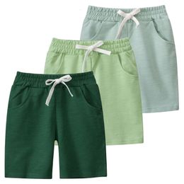 2024 Summer Solid Color Sports Shorts for Boys Childrens Clothing Elastic Waist Short Pants Cotton Kids Outfits 240418
