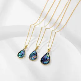 Pendants HUAMI Fashion Water Drops Pendant Necklace Natural Shell Inlay Gold Plated Chain For Women Birthday Gifts Costume Jewellery