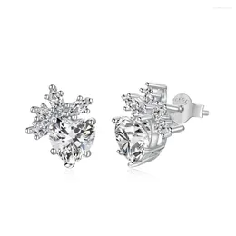 Stud Earrings S925 Silver Ear Women's Love Snowflake Candy Fashion Versatile Design Sense Simple Jewellery