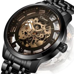 Wristwatches Round Full Hollow Tourbillon Automatic Mechanical Watch Black Technology Men's Waterproof Sports