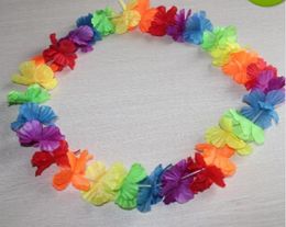 Whole multi colour Hawaiian rainbow flower Leis artificial flower beach garland Necklace Luau Party gay pride 40 inch6571134