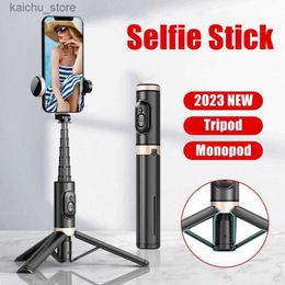 Selfie Monopods Roreta 2024 NEW Foldable Wireless Bluetooth Selfie Stick Tripod with Bluetooth Shutter Aluminium Alloy Monopod for IOS Android Y240418