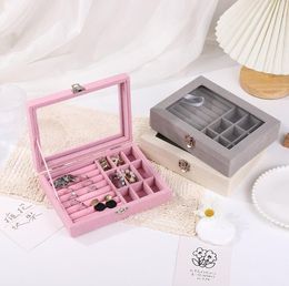 fashion simple jewelry storage box large capacity portable ornament bag organizer rings earrings necklace jewelry case