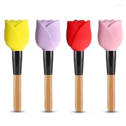Makeup Brushes 3Pcs Flower Brush Dust Proof Guards Protection Cover Storage Box Holder