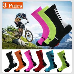 3 Pairs Cycling Socks Men Biking Sock Sports Sweat Absorbent Breathable Soccer Compression Socks Men Football Road Bicycle Socks 240418