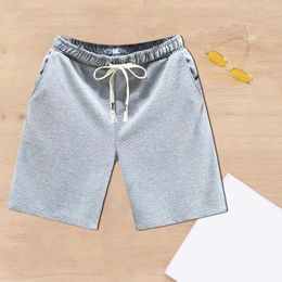 Men's Shorts Elastic Waistband Men Beach Drawstring Waist Summer With Pockets Casual Solid Colour For Streetwear