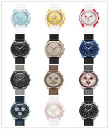 Bioceramic Planet Moon Mens Watches High Quality Full Function Chronograph Designer Watches Mission To Mercury 42mm Nylon Watches 7913467