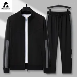 Men's Tracksuits Pants Suit Casual Autumn Sportswear Baseball Collar Jacket Clothes 2-piece Set Loose Running