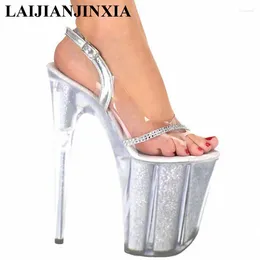 Dress Shoes LAIJIANJINXIA Crystal Ankle Strap 20CM Sexy Super High Heel Platforms Pole Dance Buckle Party Sandals