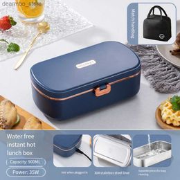 Bento Boxes Portable Electric Heated Lunch Box Stainless Steel Home Work Adult Meal Heating Bento Box Student Food Heated Warmer Container L49