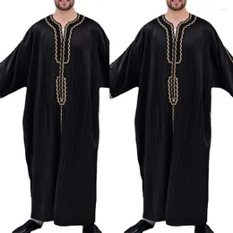 Ethnic Clothing Jubba Thobe Men Islamic Arabic Kaftan Casual Loose Retro Robes Abaya Middle East Muslim M-2XL