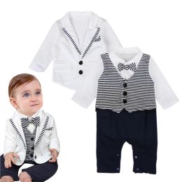 Anzüge für Anzüge Mode Strandstil Sommer Baby Jungen Strampler Kurzarm Gentleman Säugling Jumpsuit Geborener Junge formelle Kleidung 230617