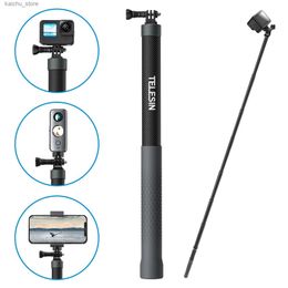 Selfie Monopods TELESIN 1.2M 3M Carbon Fibre Selfie Stick Monopod Extendable With 1/4 Screw For GoPro Insta360 Osmo Action DJI Action Camera Y240418