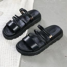 Slippers Shoes Med Women Summer Luxury Slides String Bead Pantofle Platform Designer 2024 Flat Basic Rome Rubber PU Cotton Fabri