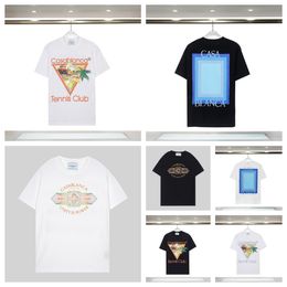 2024 New Casablanc Designer Men T Shirt Set Masao San Print Mens Casual Shirt and Short Womens Loose Silk Shirt Tees Men Tshirt S-3XL