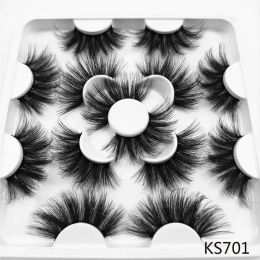 Handmade 7Pairs 25mm 3D Faux Mink False Eyelashes Dramatic Long Wispies Lash Extension Soft Fluffy Natural Volume Beauty Eye Makeup LL