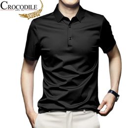 Summer Ice Silk Cotton Polo Shirt Men High Quality Plus Size Short sleeve Tops Breathable Business Polos Mens Casual T-shirt 240410