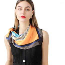 Scarves Women Satin Square Scarf Lady Luxury Smooth Kerchief 70 Cm Retro Neckerchief Brand Ribbon Headband Silk Feeling Handbag Decorate