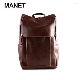 Backpack MANET Large Capacity Short-distance Travelbag Korean Style Student Bag Men's Pu Leather Handbag Computer Schoolbag