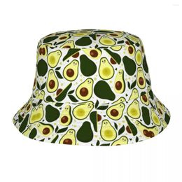 Berets Custom Cute Avocado Fruit Cartoon Pattern Bucket Hats For Women Men Print Summer Travel Beach Fisherman Cap