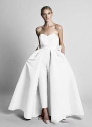 Jumpsuits Wdding Dresses With Detachable Skirt Strapless Bride Gown Bridal Party Pants for Women Custom Made5610512