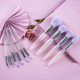 Makeup Brushes 10pcs Purple Face Eye Brush Set Crystal Handle Transparent Concealer Blending Gliter Soft