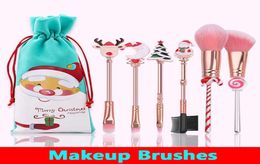 Christmas Gift Cute 6 Pcs Makeup Brushes Tool Set Cosmetic Powder Eye Shadow Foundation Blush Blending Beauty Makeup Brush Maquiag3824438