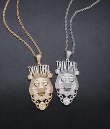 hip hop DUN DEAL dog head pendant necklaces for men women luxury Robot dog pendants 18k gold plated copper zircons letters capital5295606