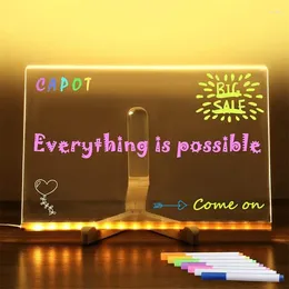 Decorative Figurines LED Note Board With Colors Letter Message Glas 7 Colorful Pens