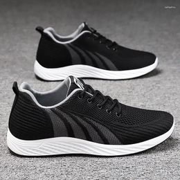 Casual Shoes Men Lace-up Lightweight Round Head Non-slip Outside Sneakers Korean Style Comfortable Soft Sole Jogging Footwear
