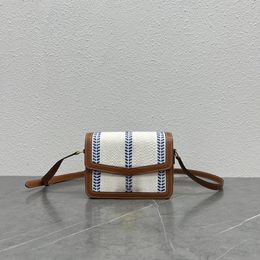 Fresh and elegant blue striped fabric small bag