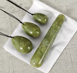 Natural Green Jade Yoni Eggs Drilled Pleasure Wand Helu Jade Massager Kegel Exercise Vaginal Ball Gua Sha Massage Stone T1911167866154