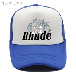Rhude Hat Green Mesh Patchwork Baseball Cap Men Women Embroidery Unisex Rhude Collections Casual Truck Hat Adjustable Rhude Bonnet 9421
