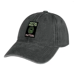 Berets In May We Wear Green Mental Health Awareness Cowboy Hat Vintage Designer Beach Bag Dad Men Women's