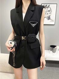 New Womens Vests Triangle Sticking Drill Sleeveless Coats Suit Jacket Slim Adjustable Waist Belt Spring Winter Down Vest Outerwear SML Fashion Clothing 4365465