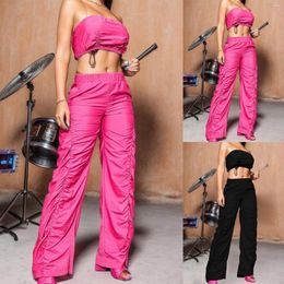 Women's Pants Cargo Woman Relaxed Fit Baggy Clothes Black Demin High Waist Zipper Slim Drawstring Sweatpants Women