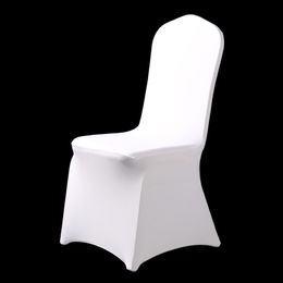 50Pcs 100Pcs Stretch Elastic Universal White Spandex Wedding Chair Covers for Weddings Party Banquet el Polyester Fabric T20060199y