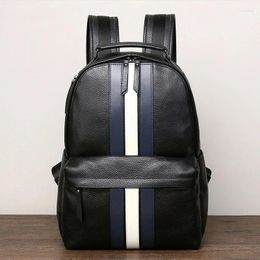 School Bags 2024 Design Fashion Men Backpack Brown Genuine Leather Laptop Schoolbag Boys Day Bag Pack Male Travel Large