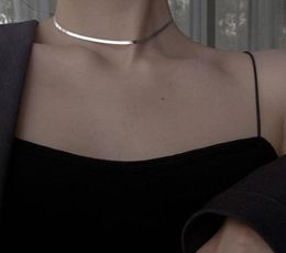 Chains 925 Sterling Silver Custom Bone Chain Necklace Women Temperament Clavicle Simple Choker Trendy Accessories9740087